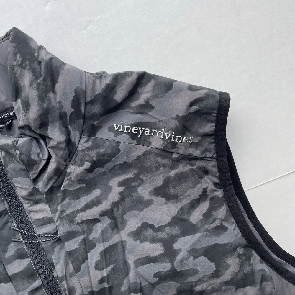 Vineyard Vines Jim Nantz Performance Waterproof Full Zip Puffer Vest Camo M